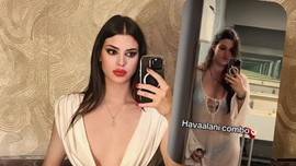 Derin Talu havalimanına bikiniyle geldi