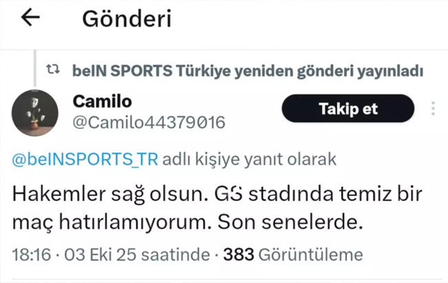 Bein Sport'tan tepki çeken paylaşım! - Resim : 1