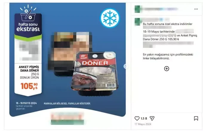 Zincir marketlerde satılan d&ouml;nerde bakın ne &ccedil;ıktı! - Resim : 2