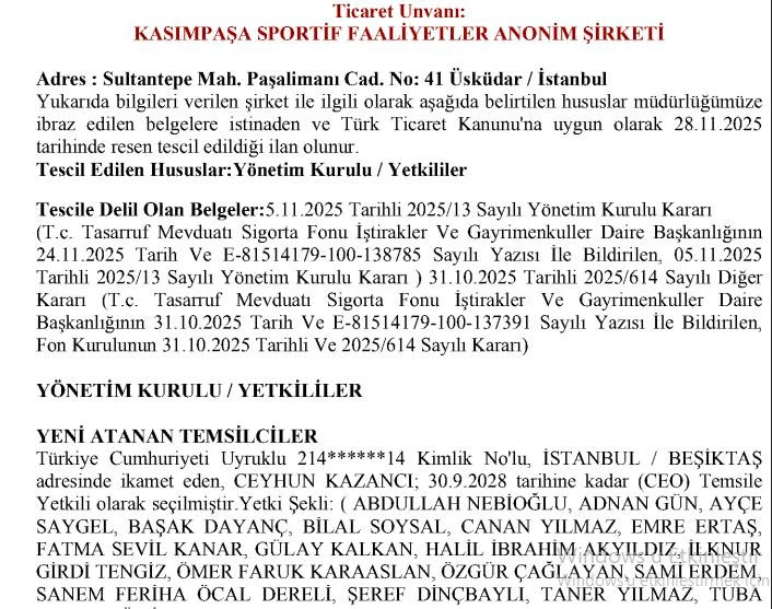 TMSF'den Kasımpaşa'ya bomba atama! Ciner'in takımına Beşiktaşlı yönetici - Resim : 1