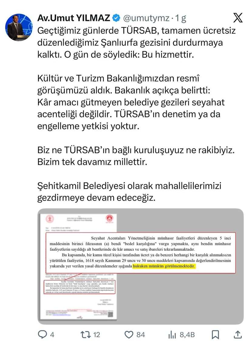 TÜRSAB başkanından belediye başkanına: ''Ergen tavırlı, şov meraklısı biri!'' - Resim : 1