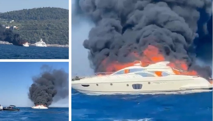 Patron ve eşi yanan tekneden son anda kurtuldu!